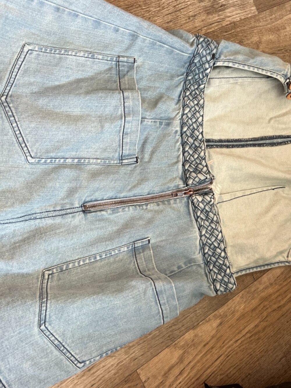 Free People Karina Denim Romper size L - Picture 11 of 15